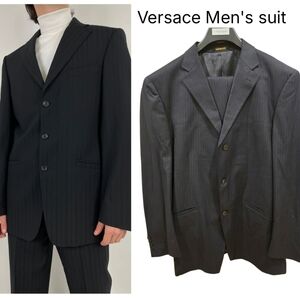 NWOT Versace Men's Charcoal Pinstripe Suit Sz 58 IT / 48 Us